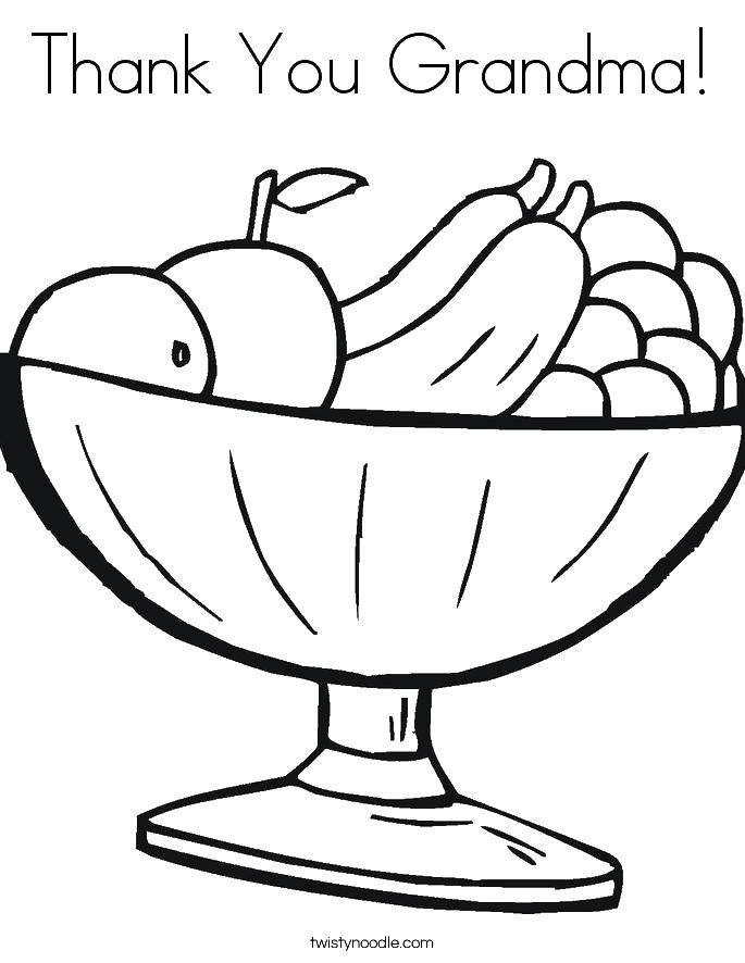 Название: Раскраска Фрукты в вазе. Категория: фрукты на английском. Теги: фрукты, ваза.