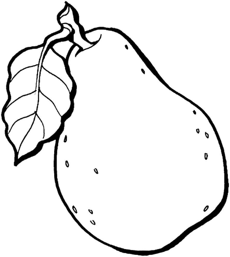 Название: Раскраска Груша и листья. Категория: фрукты. Теги: груша, листья.