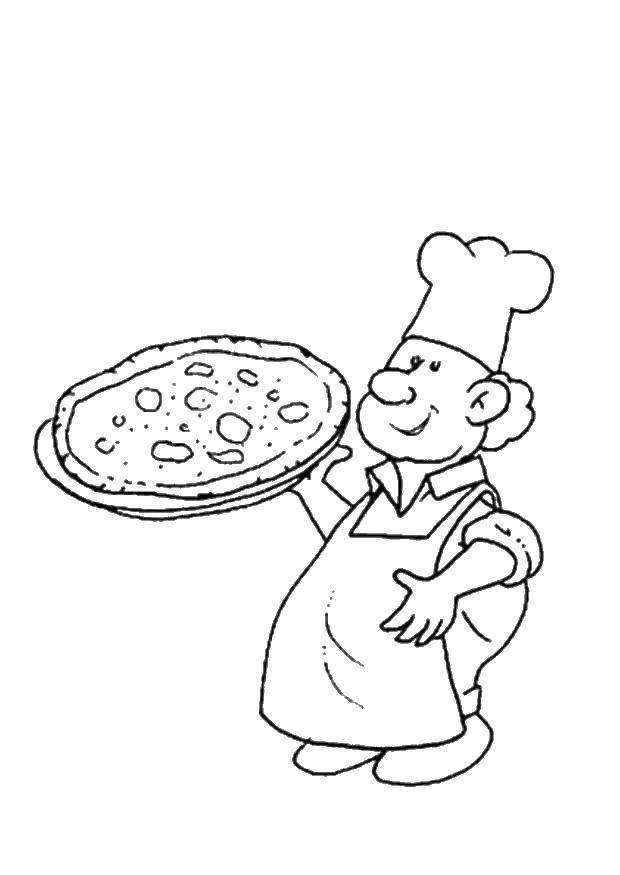 Название: Раскраска Кулинар и пицца. Категория: еда. Теги: кулинар, пицца.