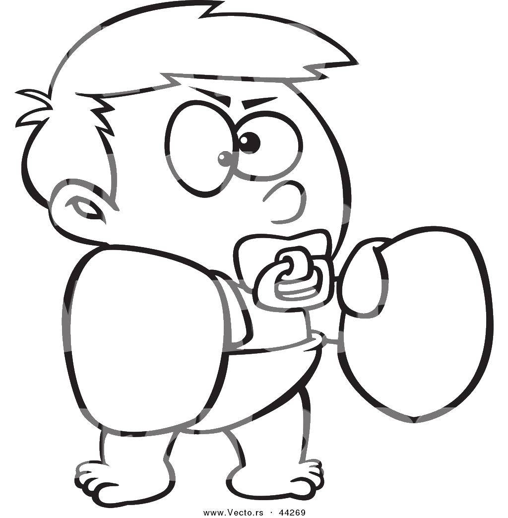 Coloring Baby. Category Coloring pages for kids. Tags:  kid , gloves, the nipple.