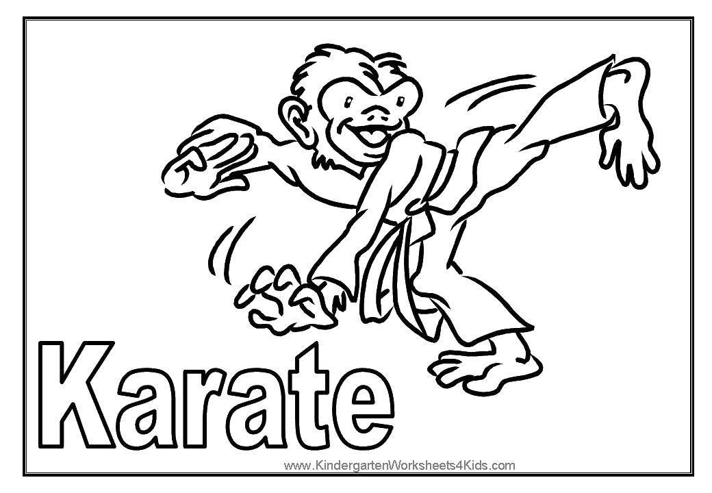 Coloring Monkey Abu. Category Cartoon character. Tags:  monkey, karate.