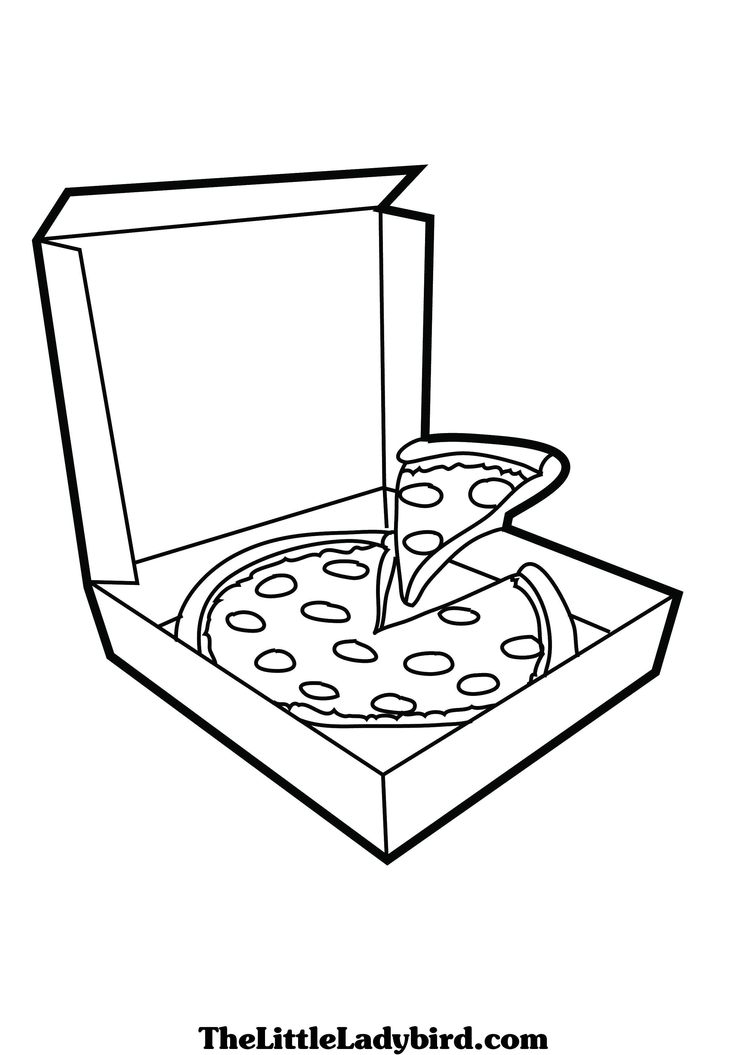 Название: Раскраска Пицца в коробке. Категория: Еда. Теги: пицца, коробка.