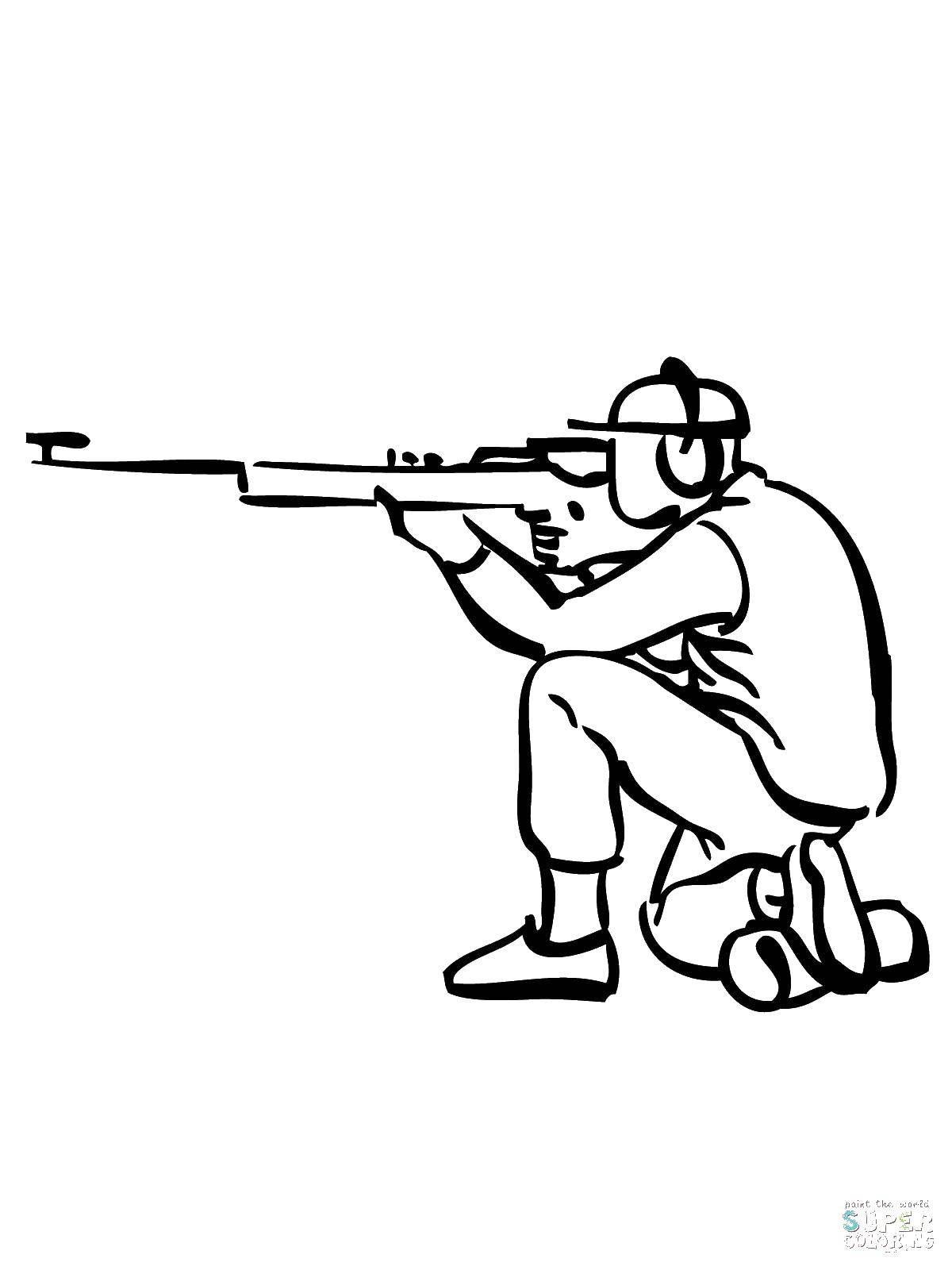 Название: Раскраска Снайпер. Категория: военные раскраски. Теги: снайпер, винтовка.