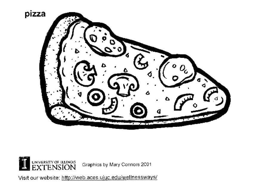 Название: Раскраска Кусочек пиццы. Категория: еда. Теги: пицца, еда.