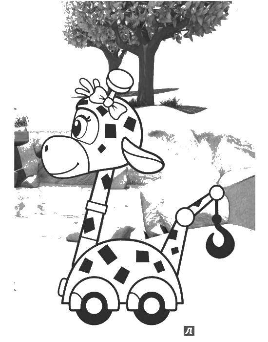 Название: Раскраска Машинка жирафёнок джерри. Категория: врумиз. Теги: машинка жирафёнок Джерри, врумиз.