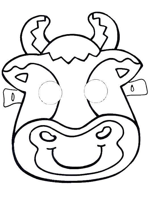 Coloring Mask cow. Category masks . Tags:  mask, cow.