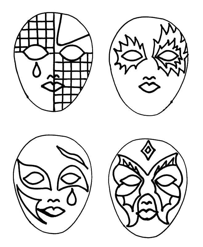 Coloring Venetian mask. Category masks . Tags:  Venetian mask, mask.