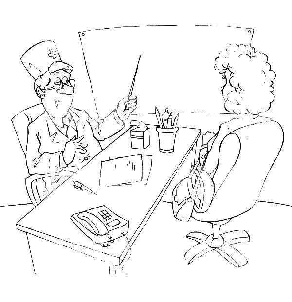 Coloring The patient. Category Medical coloring pages. Tags:  the doctor, the patient.
