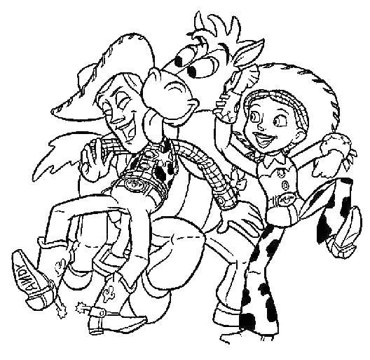 Coloring Woody and Jesse are happy. Category toy story. Tags:  Woody, Jessie.