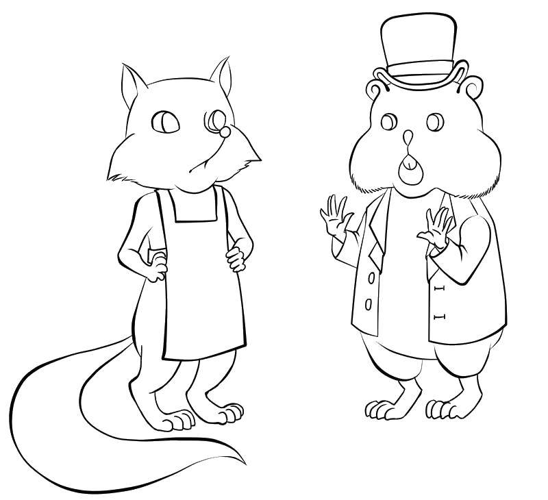 Coloring The hamster met the squirrel. Category rodents . Tags:  Hamster, gerbil.