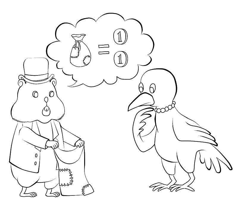 Coloring The hamster met a crow. Category rodents . Tags:  Hamster, gerbil.