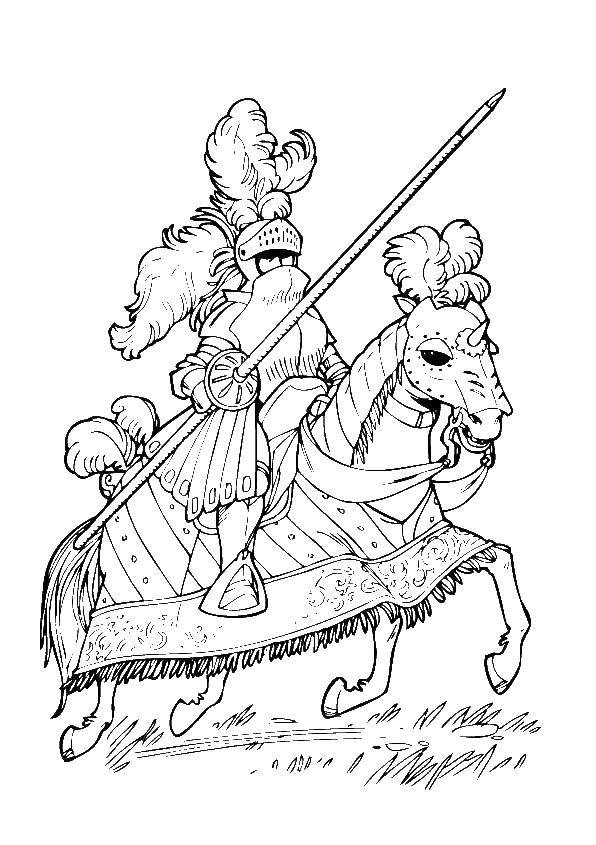 Опис: розмальовки  Лицар на коні. Категорія: хрестоносці. Теги:  лицар, обладунки.