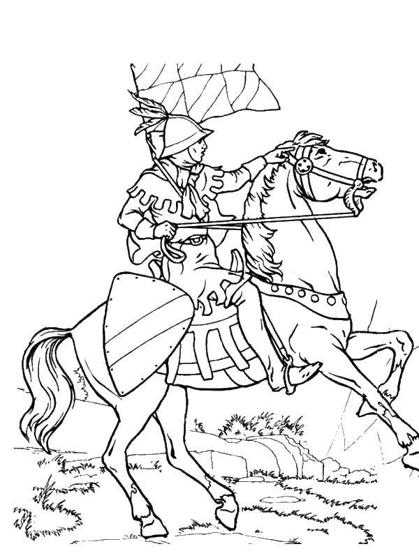 Опис: розмальовки  Лицар на коні. Категорія: Лицарі. Теги:  лицар, кінь.