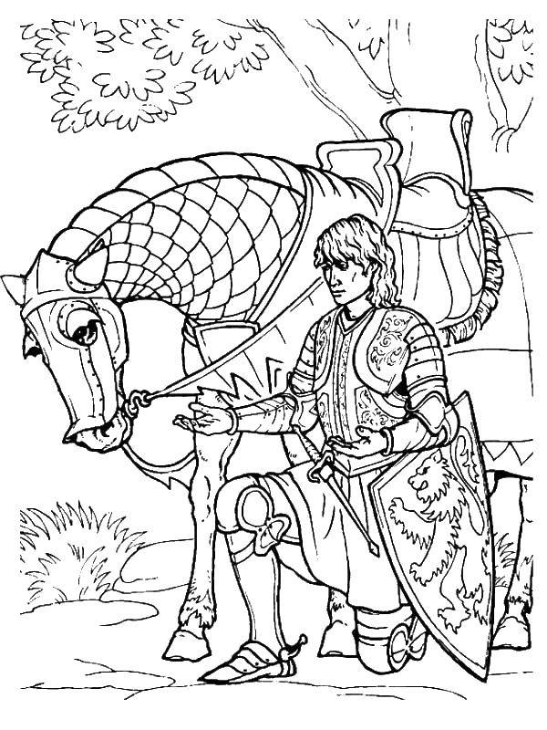 Coloring Noble knight. Category the crusaders. Tags:  Warrior , knight.