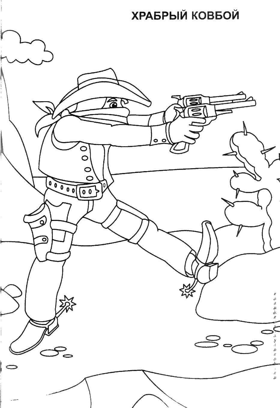 Coloring The brave cowboy. Category for boys . Tags:  Cowboy.