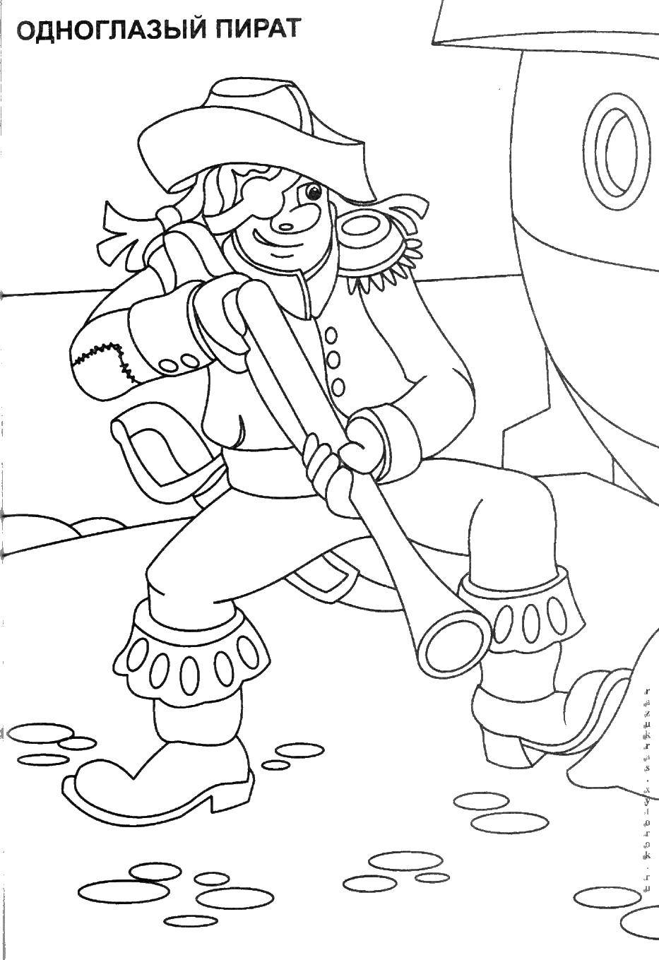 Coloring One-eyed pirate. Category The pirates. Tags:  Pirate, saber.