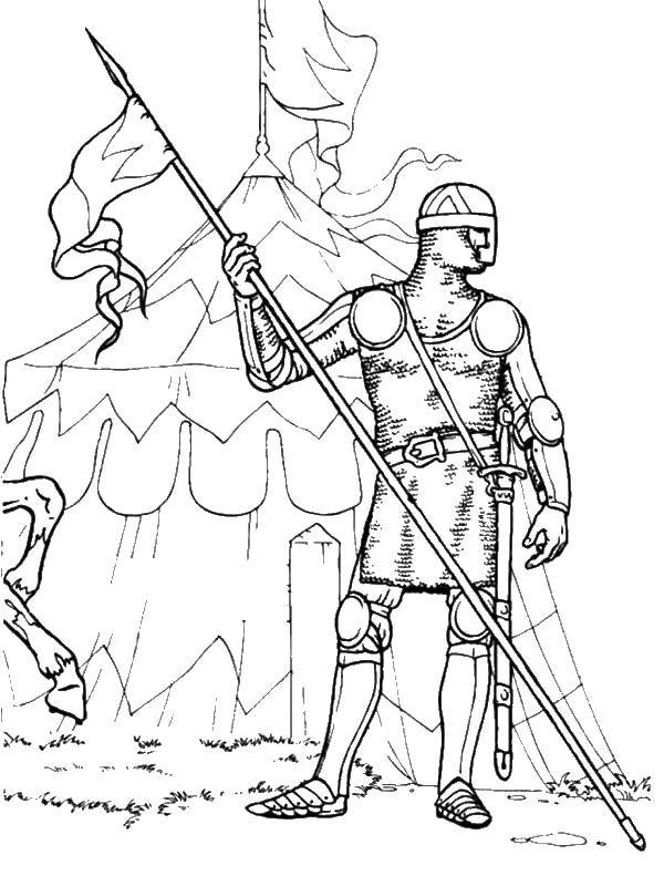 Coloring A knight in armor. Category the crusaders. Tags:  knight , armor.
