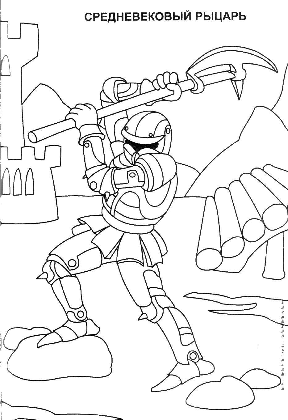 Coloring Medieval knight. Category the crusaders. Tags:  Warrior , knight.