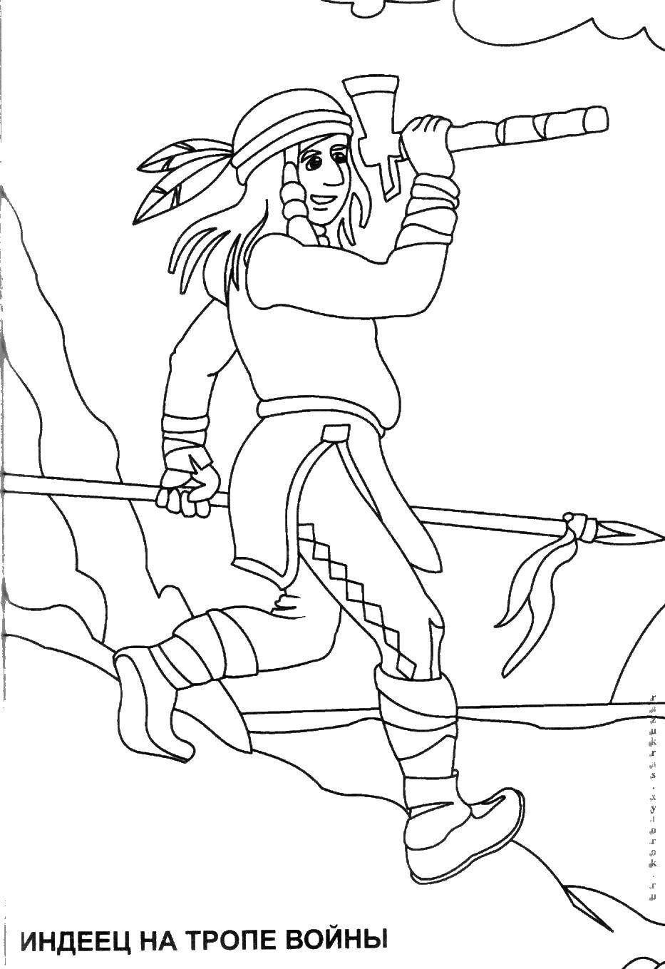 Coloring Warrior Indian. Category for boys . Tags:  Warrior , Indian.