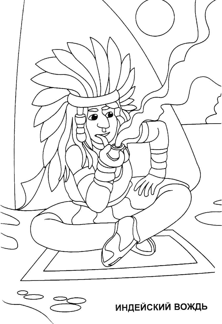 Coloring The leader of the Indians. Category Knights . Tags:  the leader of the Indians.