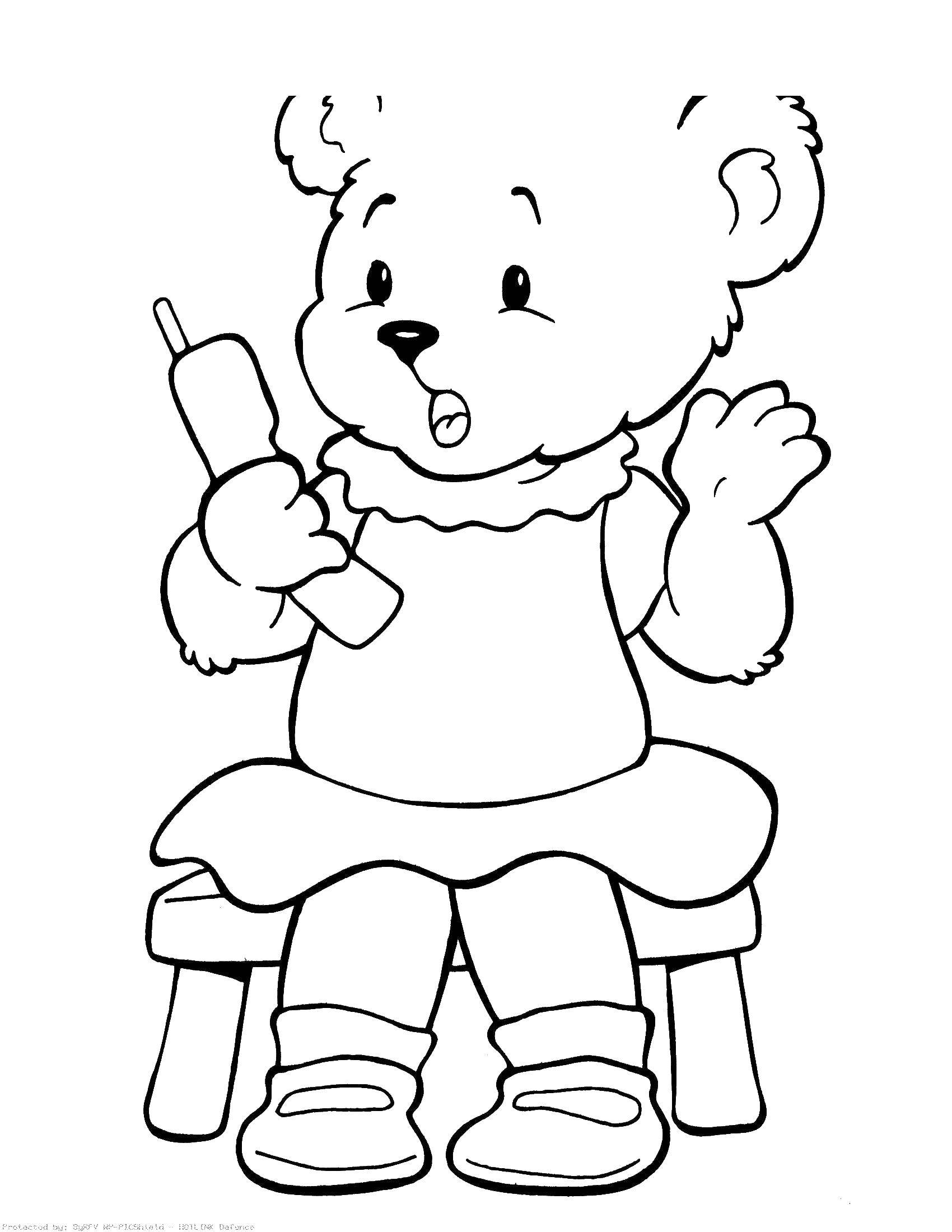 Coloring Bear talking on the phone. Category Animals. Tags:  the bear, telephone.