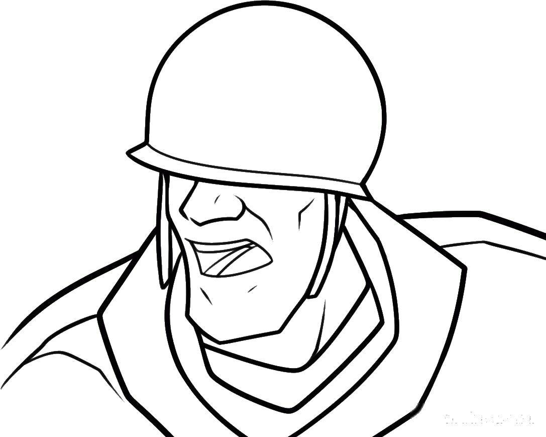 Coloring A soldier in a helmet. Category military. Tags:  war, tank, soldiers.
