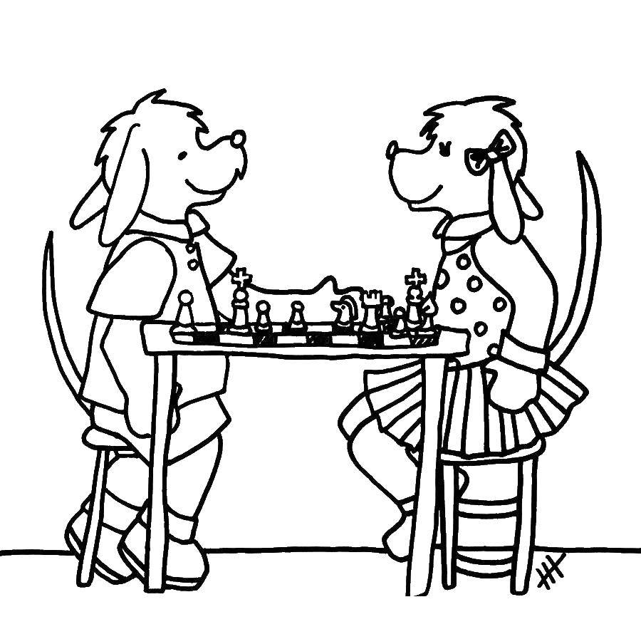 Название: Раскраска Игра в шахматы. Категория: Шахматы. Теги: Шахматы.