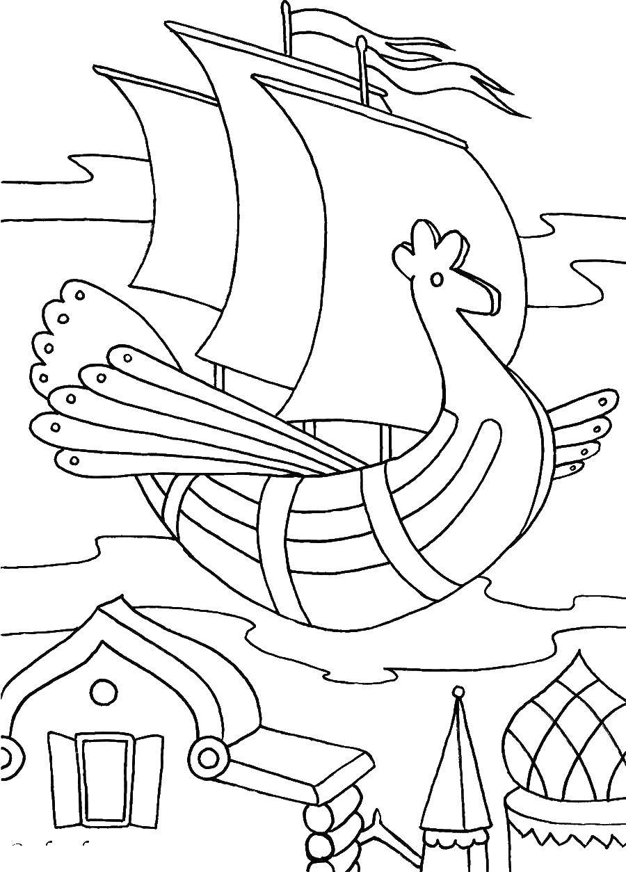 Coloring Flying ship. Category that flying ship. Tags:  flying ship, water.
