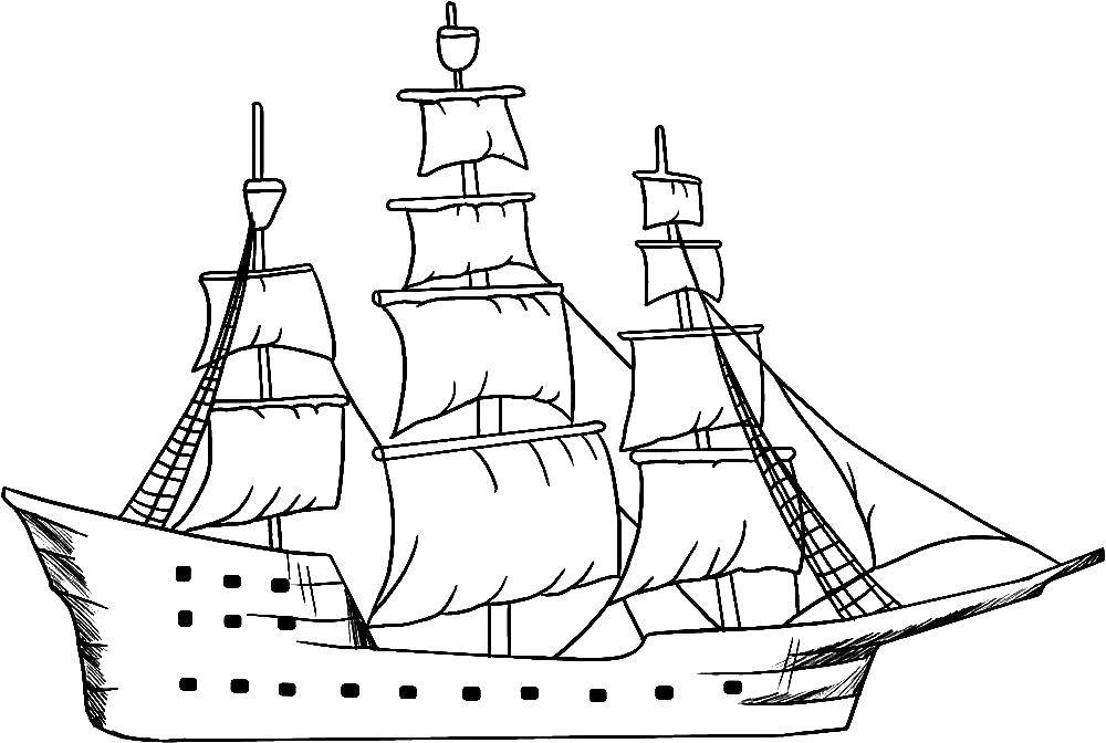 Coloring Sailing ship. Category ship. Tags:  Ship, water.