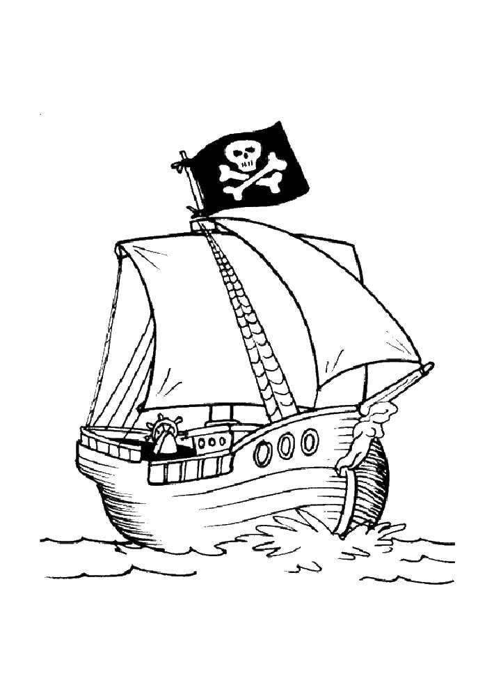 Название: Раскраска Пиратский корабль. Категория: корабль. Теги: пираты, корабль.