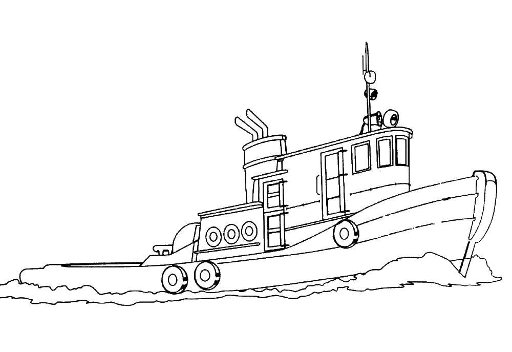 Название: Раскраска Корабль в море. Категория: корабль. Теги: Корабль, вода.