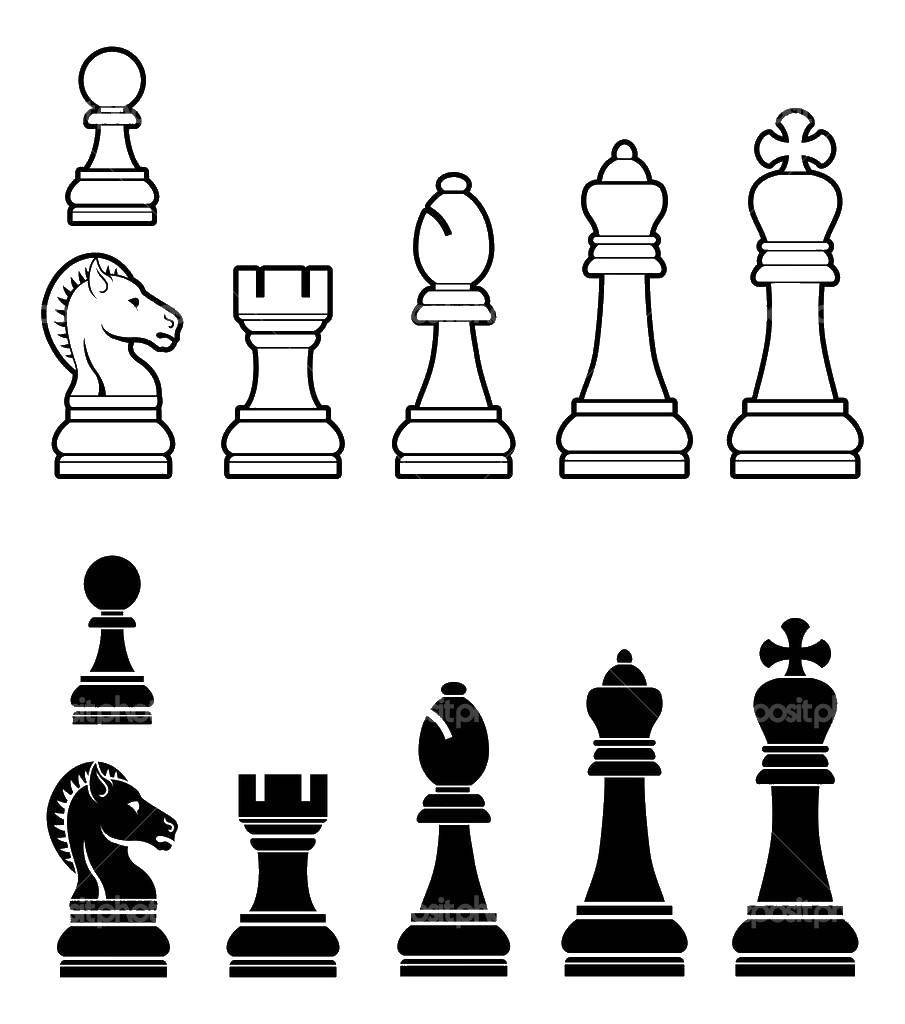 Название: Раскраска Шахматы. Категория: Шахматы. Теги: шахматы, игра, фигуры.