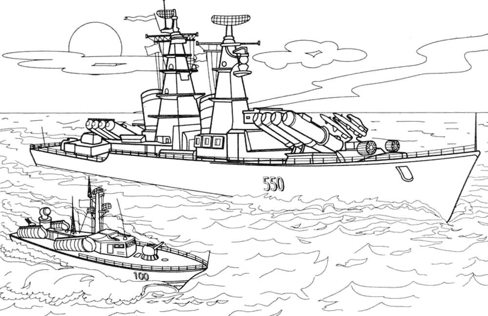 Coloring Military action on the water. Category military. Tags:  Military, ship.