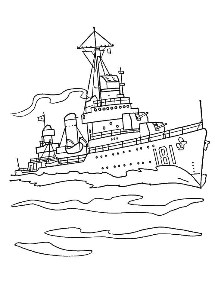 Название: Раскраска Военный крейсер. Категория: корабль. Теги: крейсер.