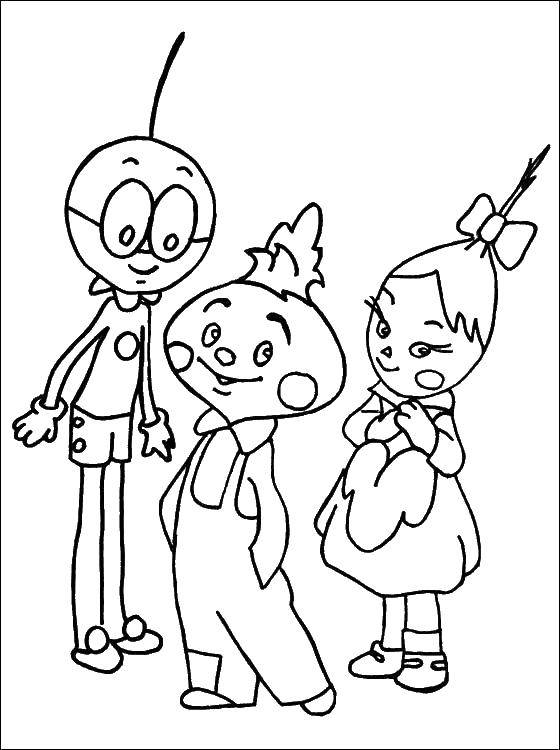 Coloring Cepollina, cherry pie and radishes. Category Cartoon character. Tags:  Cartoon character.