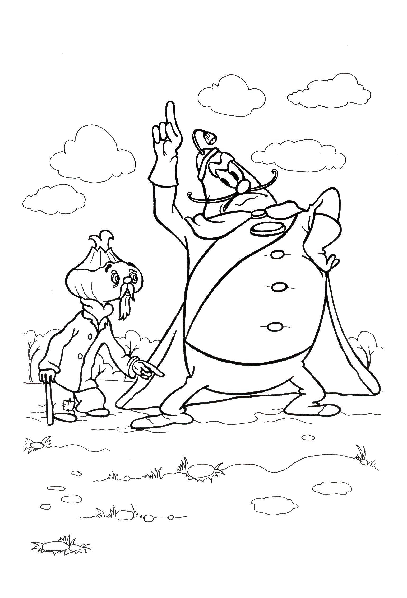 Coloring Dad Chipollino and Senor tomato. Category Cartoon character. Tags:  Cartoon character.