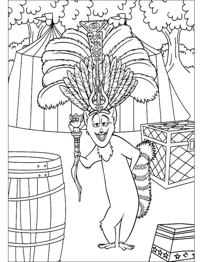 Coloring King Julian. Category Madagascar. Tags:  Cartoon character.