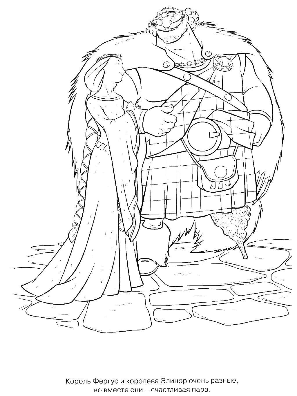 Coloring King Fergus and Queen Elinor. Category brave heart. Tags:  brave, Merida, Fergus.