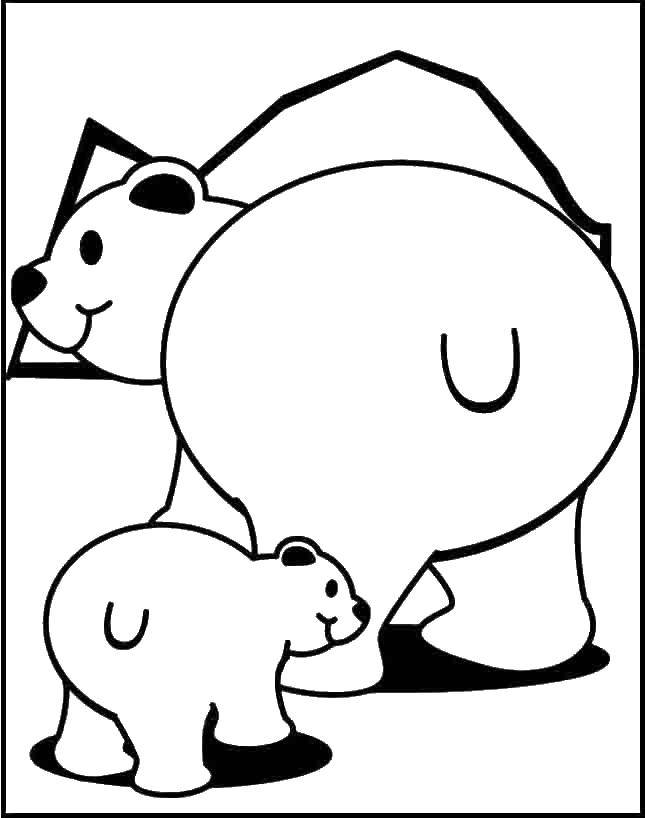 Название: Раскраска Белая медведица с медвежонком. Категория: медвежонок умка. Теги: Персонаж из мультфильма.