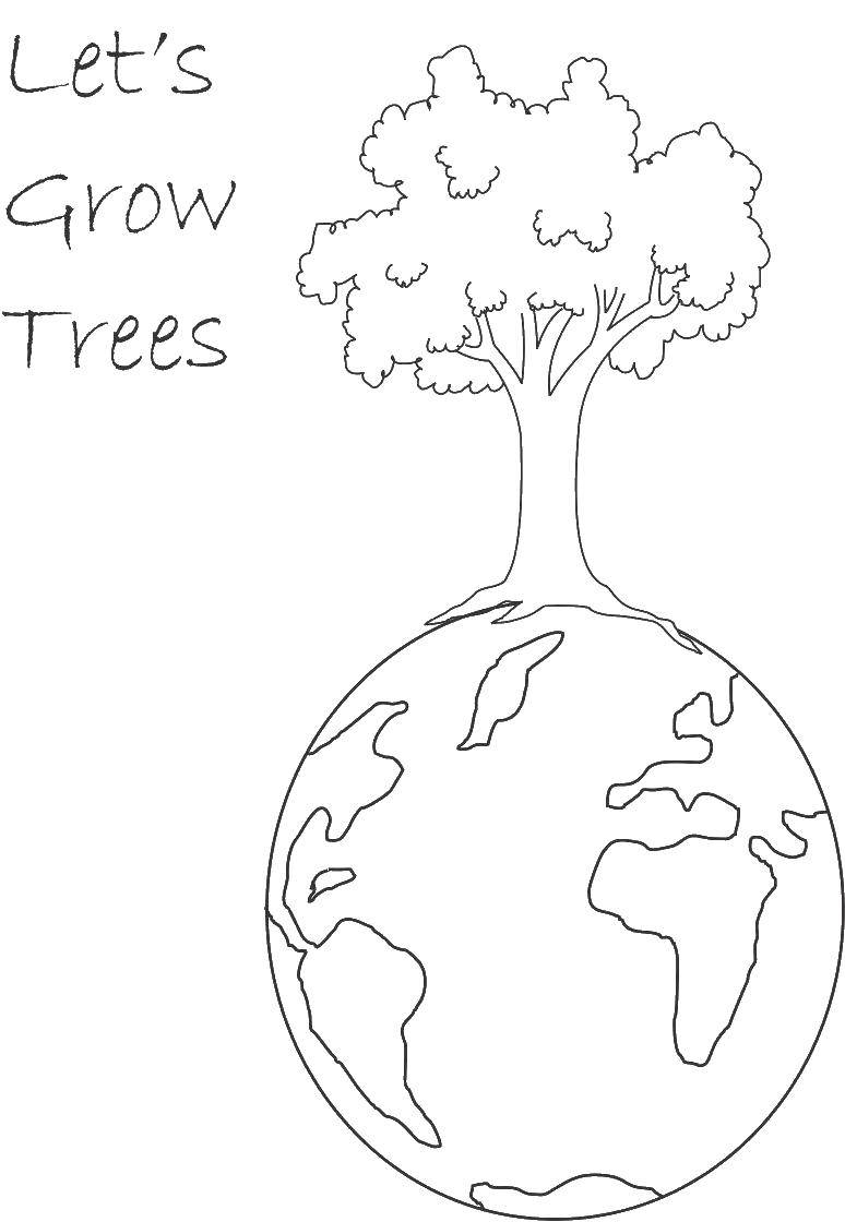 Название: Раскраска Давайте выращивать деревья. Категория: дерево. Теги: Деревья, лист.