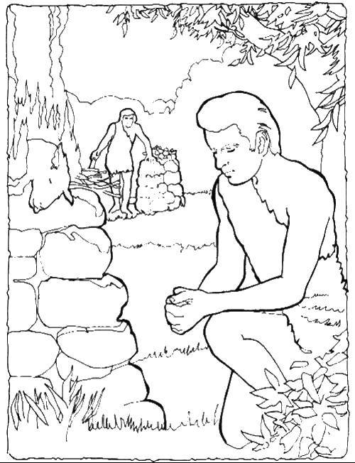Coloring People pray. Category Adam and eve. Tags:  Adam, eve, world, earth.