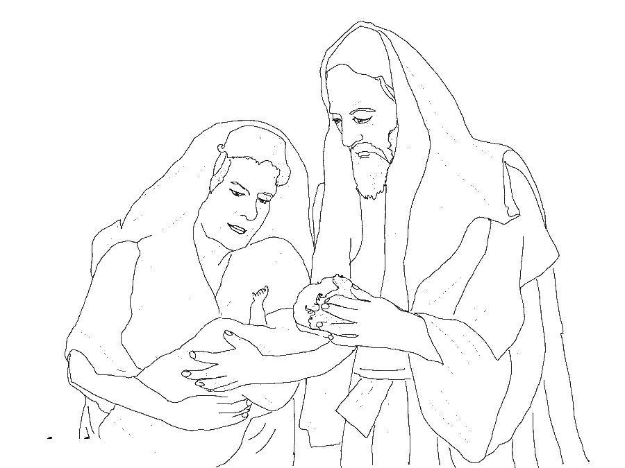 Coloring The elderly hold the child. Category religion. Tags:  the elderly, children.