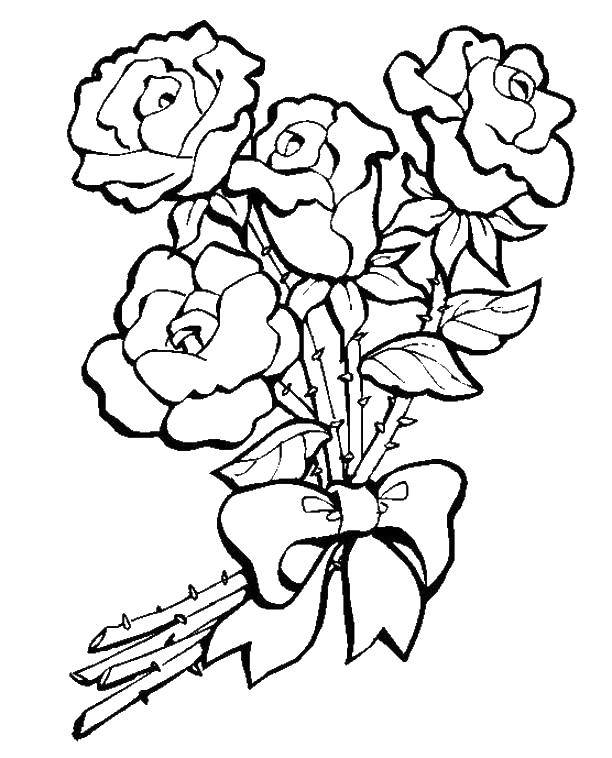 Название: Раскраска Букет роз. Категория: цветы. Теги: роза, букет.