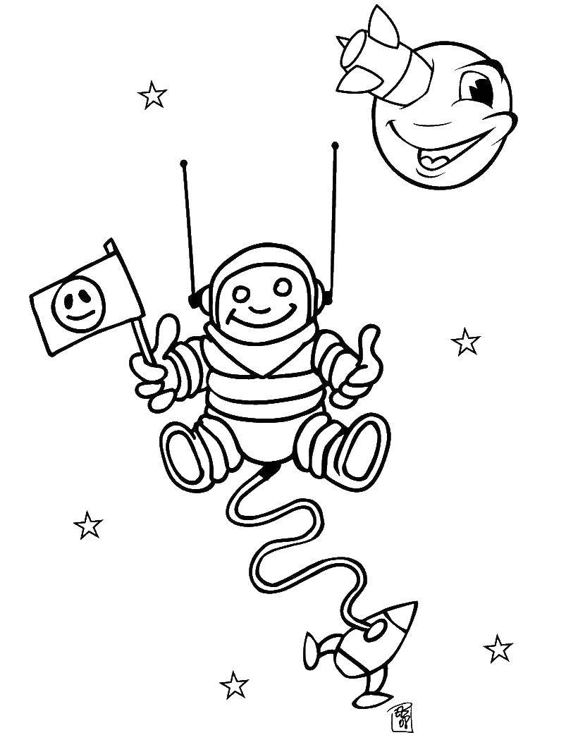 Coloring Astronaut in space. Category space. Tags:  space, astronaut.