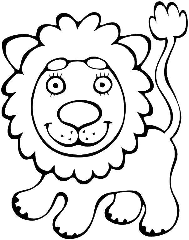 Название: Раскраска Львенок. Категория: Раскраски для малышей. Теги: Животные, лев.