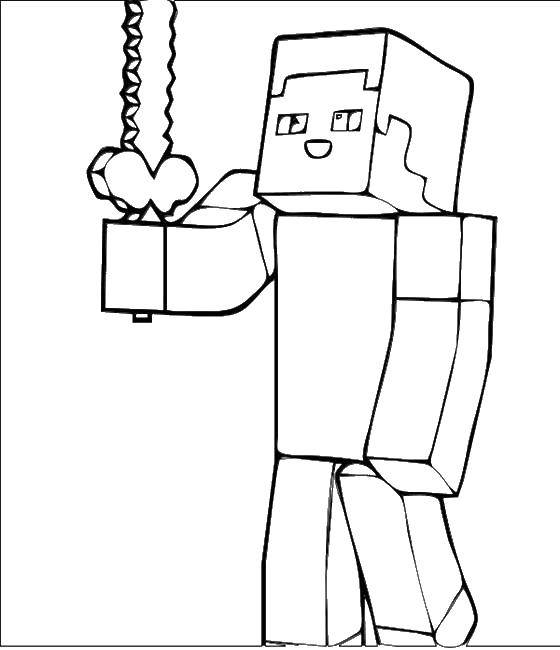 Coloring Minecraft man with a sword. Category minecraft. Tags:  minecraft, people, battle.