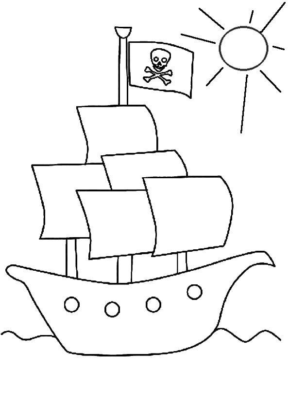 Розмальовки  Піратський корабель. Завантажити розмальовку пірати, корабель.  Роздрукувати ,корабель,