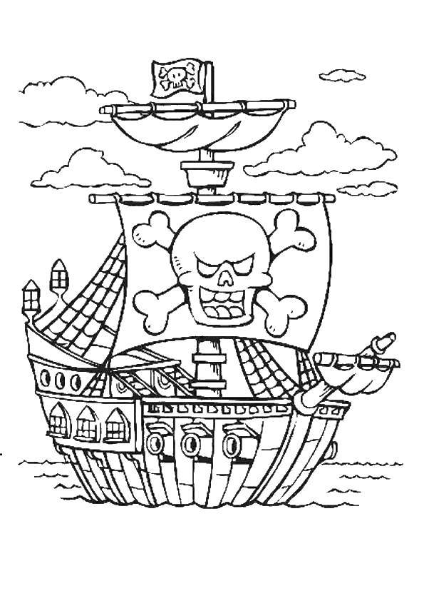 Розмальовки  Піратський корабель. Завантажити розмальовку пірати, корабель.  Роздрукувати ,Пірати,