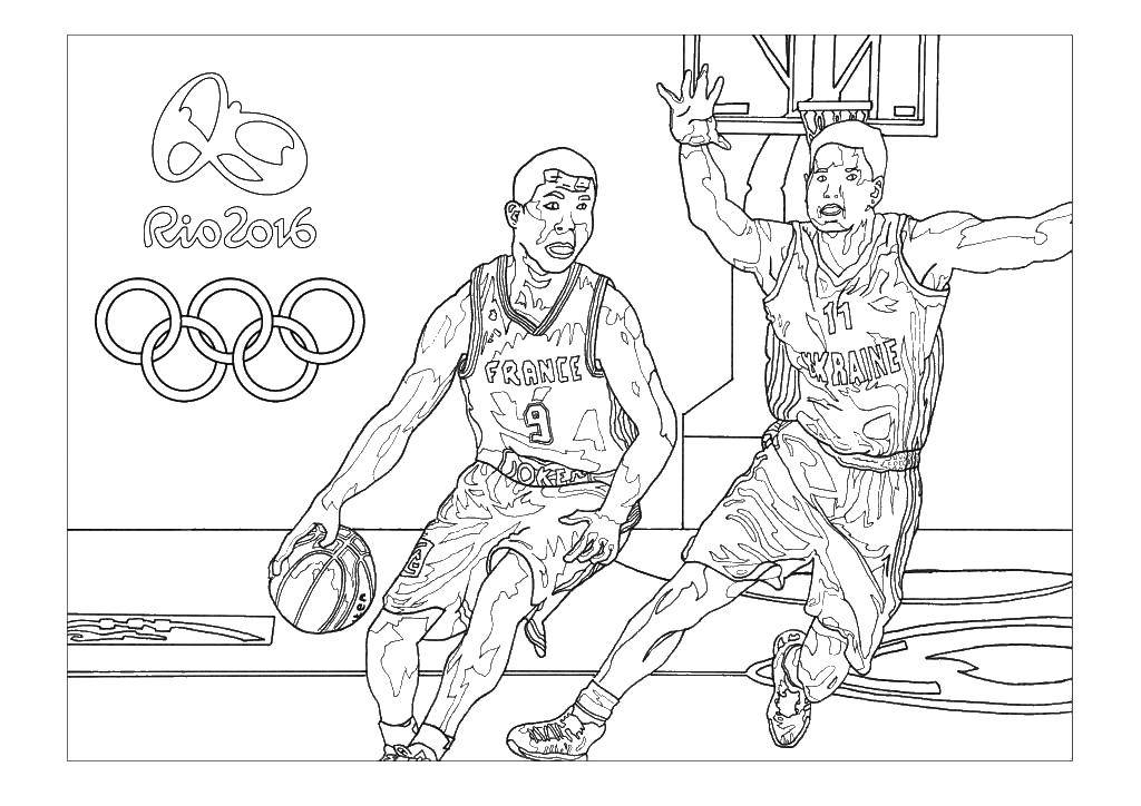Название: Раскраска Баскетбол рио 2016. Категория: спорт. Теги: Рио, 2016, баскетбол.