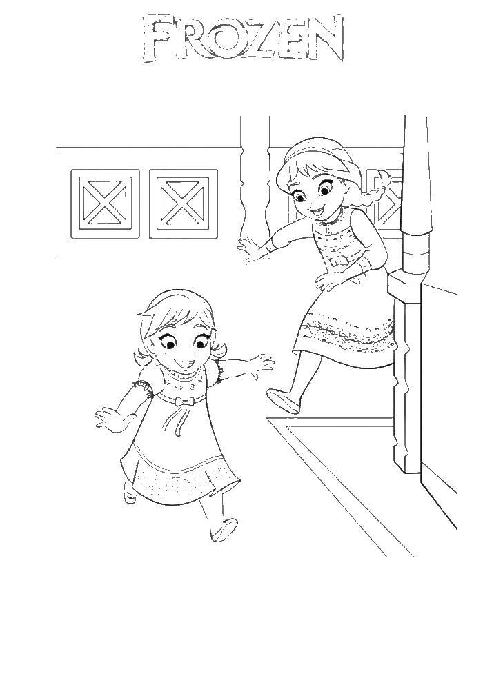 Coloring Elsa and Anna in childhood. Category coloring cold heart. Tags:  Elsa, Princess, Anna.